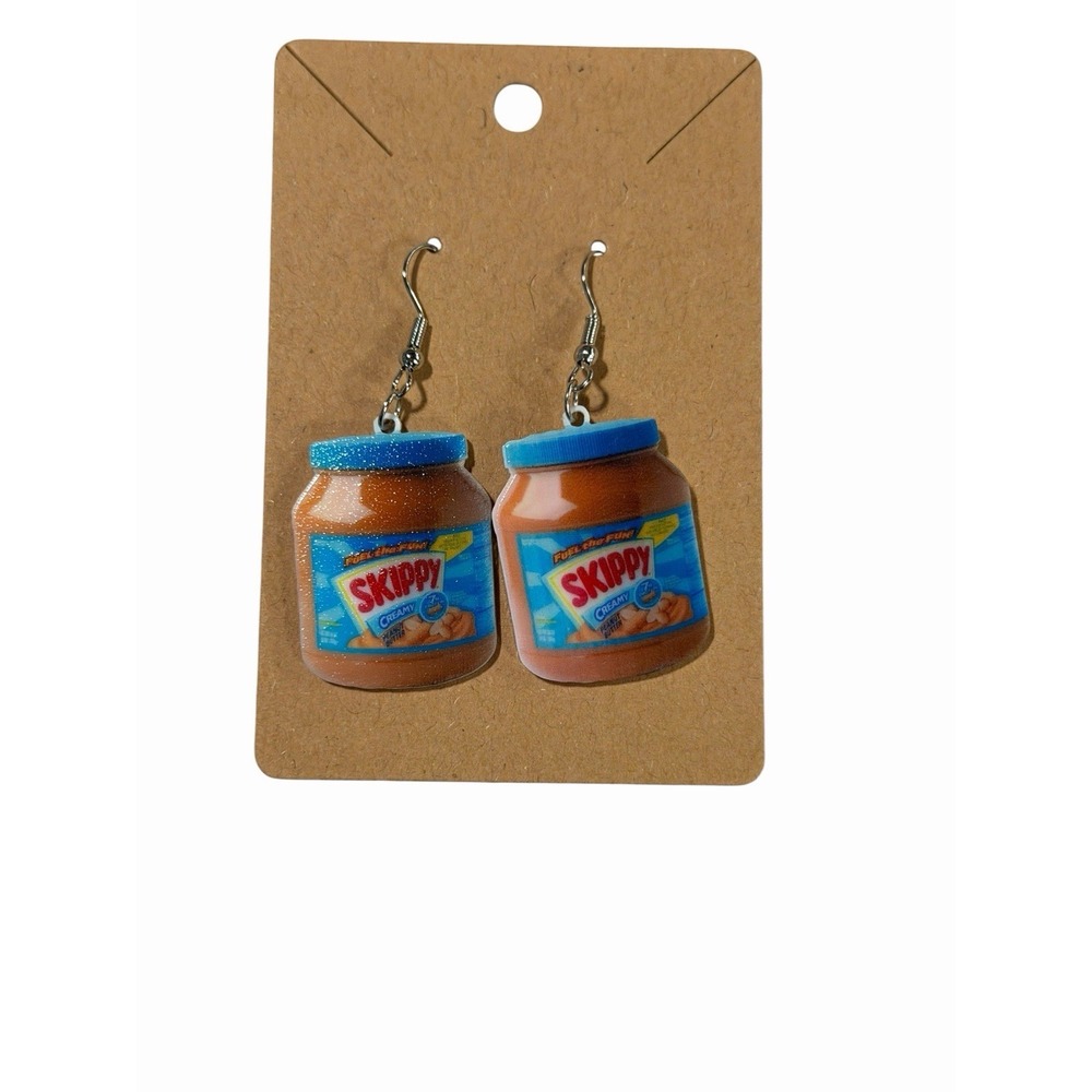 New Novelty Fashion Earrings peanut butter jar food